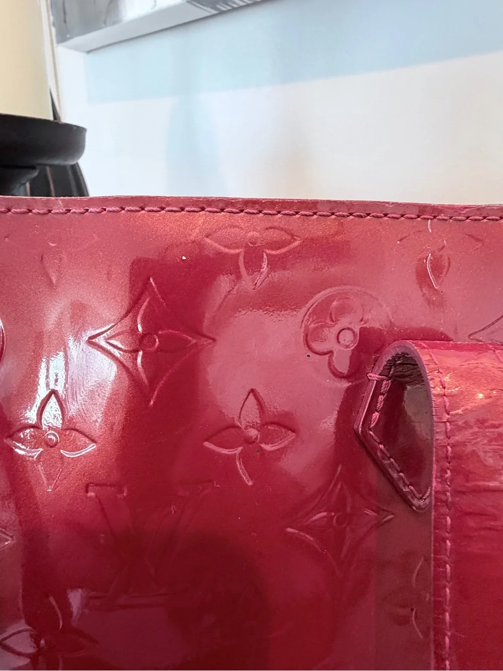 Louis Vuitton Red Vernis Patent Monogram Tote